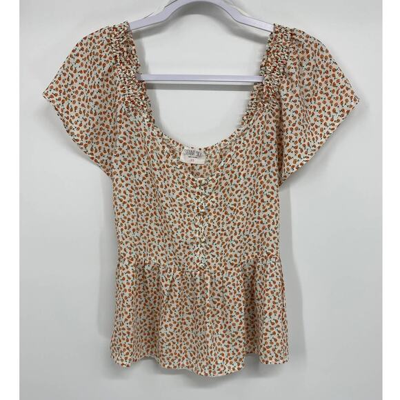 Sienna Sky Womens Floral Flowy Peasant Sleeve Blouse Shirt Top NEW Size XS - Picture 1 of 10